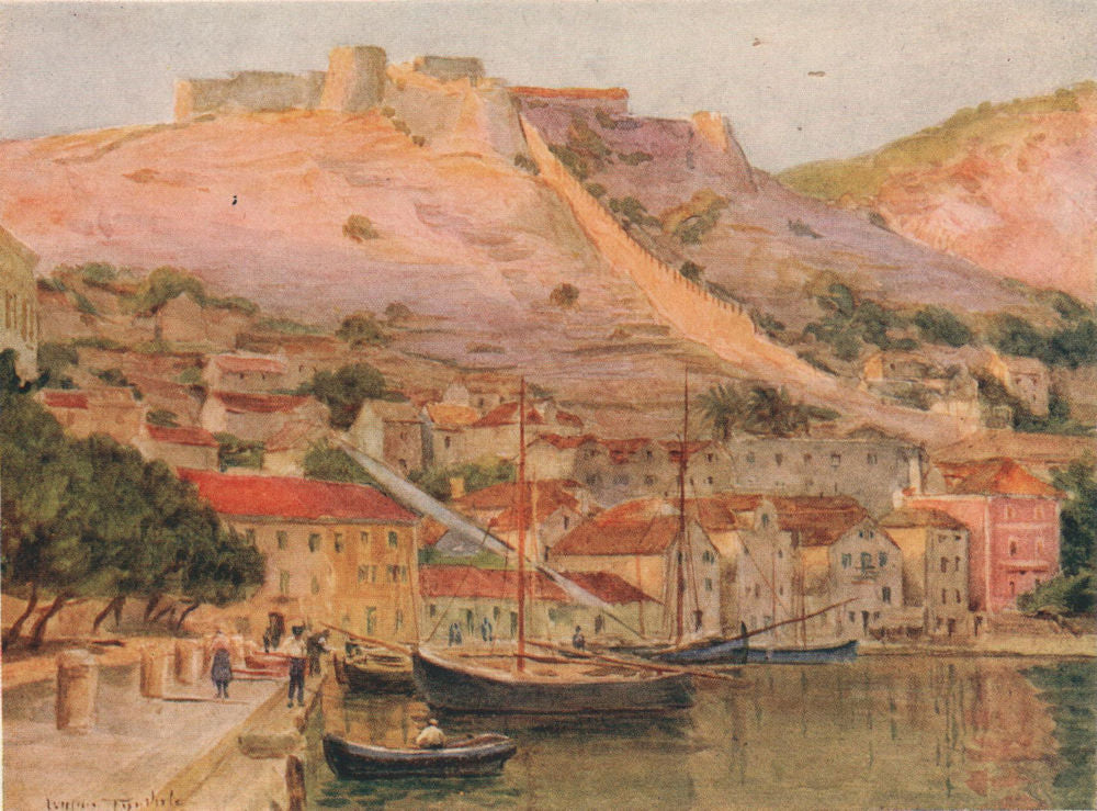 Lesina (now Hvar), Croatia, by Walter Tyndale 1925 old vintage print picture